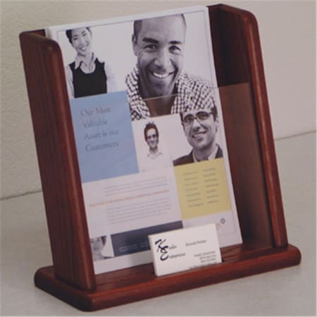 Wooden Mallet Countertop Literature Display with Business Card Pocket in Mahogany WO599384